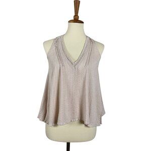 Anama Sleeveless Cropped Top Womens Size M Beige Pink Metallic Stripes
